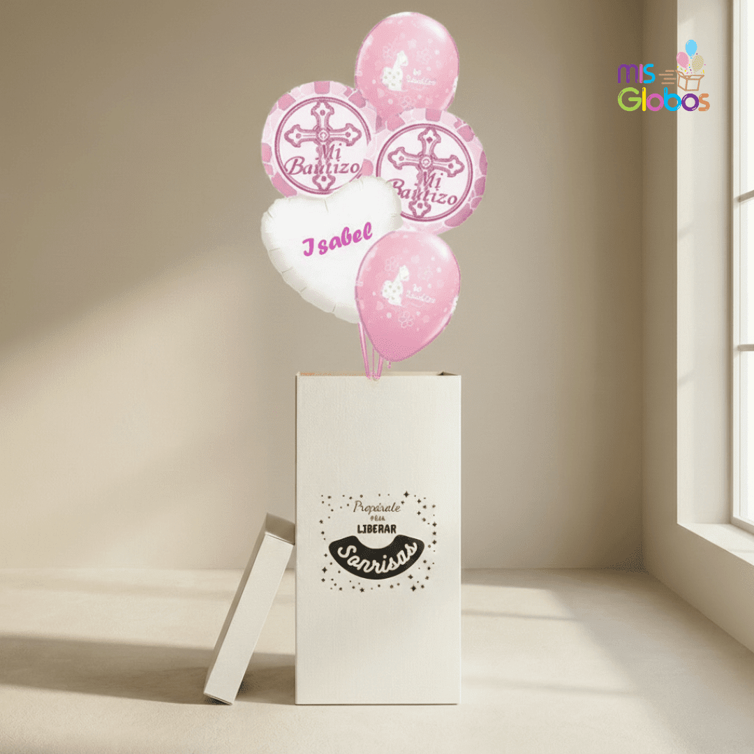 Caja GloBOOM Bautizo rosa classic