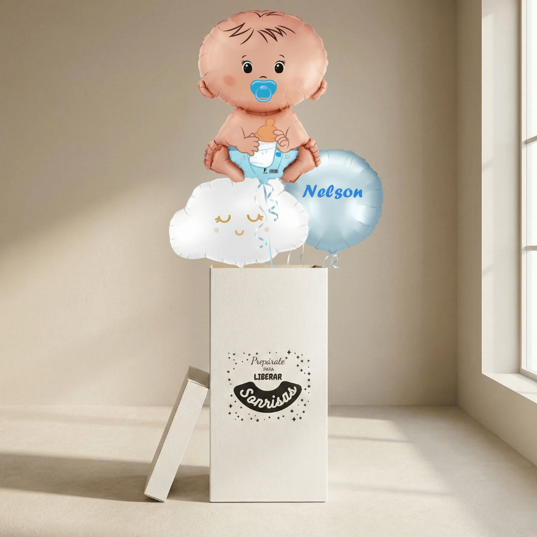 Caja GloBOOM con globos En las nubes Nacimiento niño