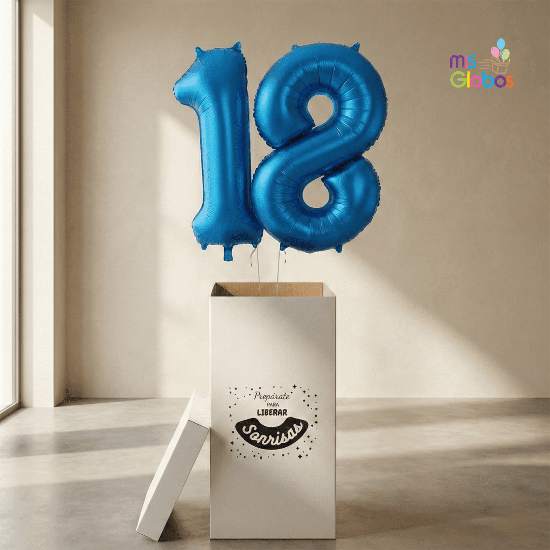 Caja GloBOOM con globos Número doble - Mis Globos