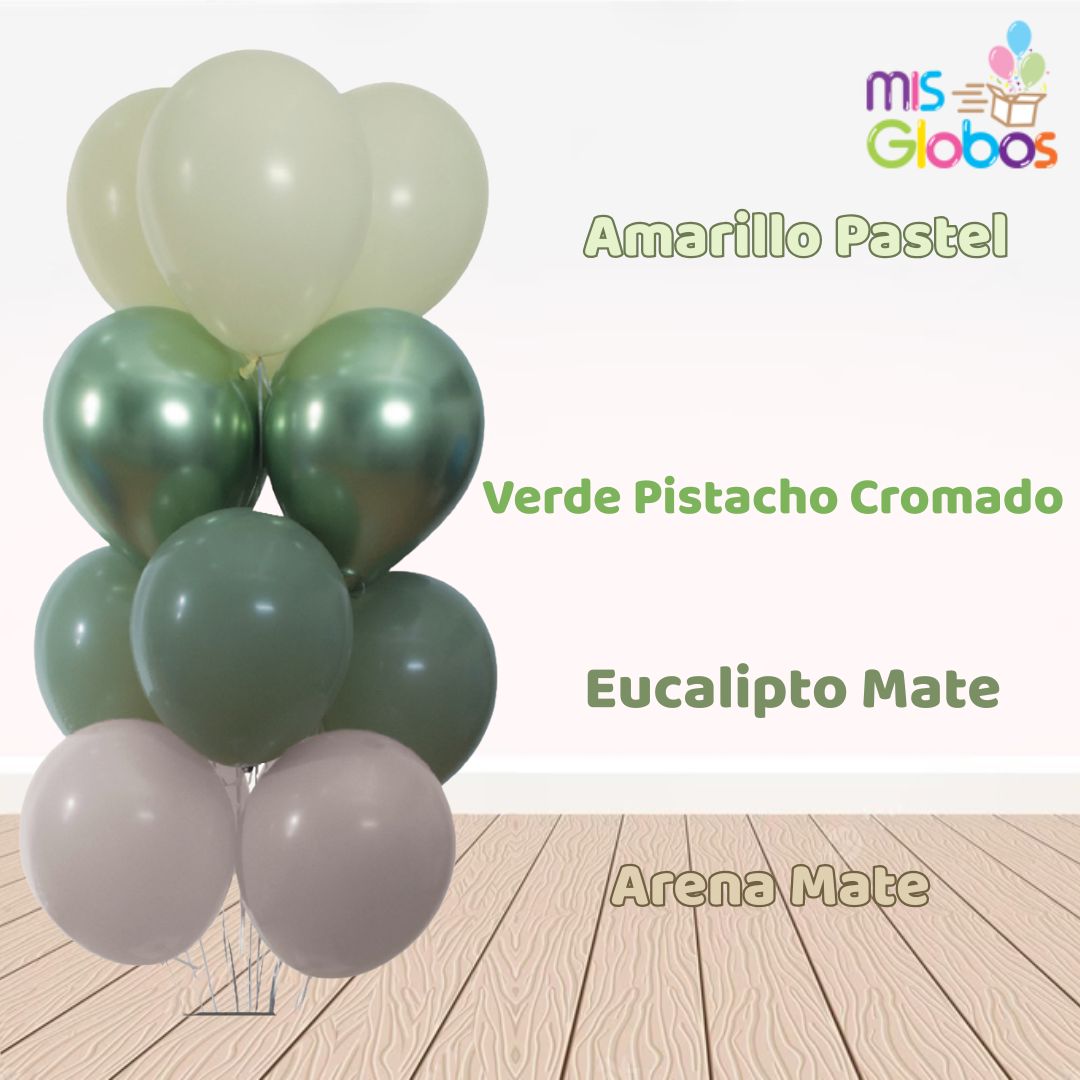 Globo Eucalipto mate hinchado con Helio por unidades.