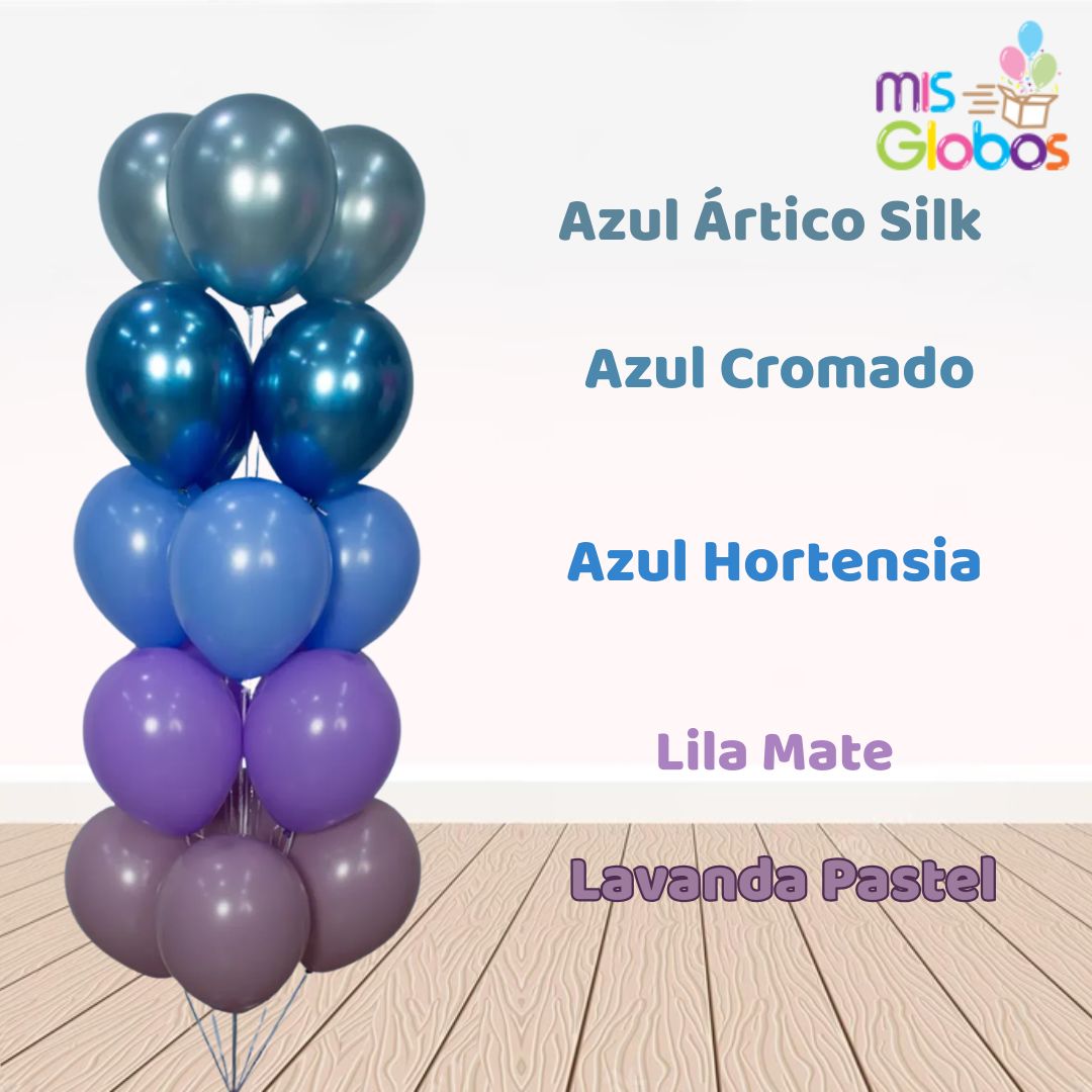 Globo Azul Hortensia mate hinchado con Helio por unidades.