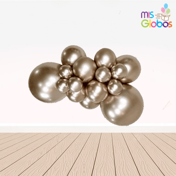 Globo Champagne Cromado hinchado con Helio por unidades.