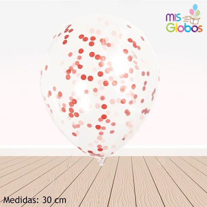 Globo con confetti rojo hinchado con Helio por unidades - Mis Globos