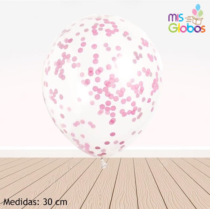 Globo con confetti rosa hinchado con Helio por unidades - Mis Globos