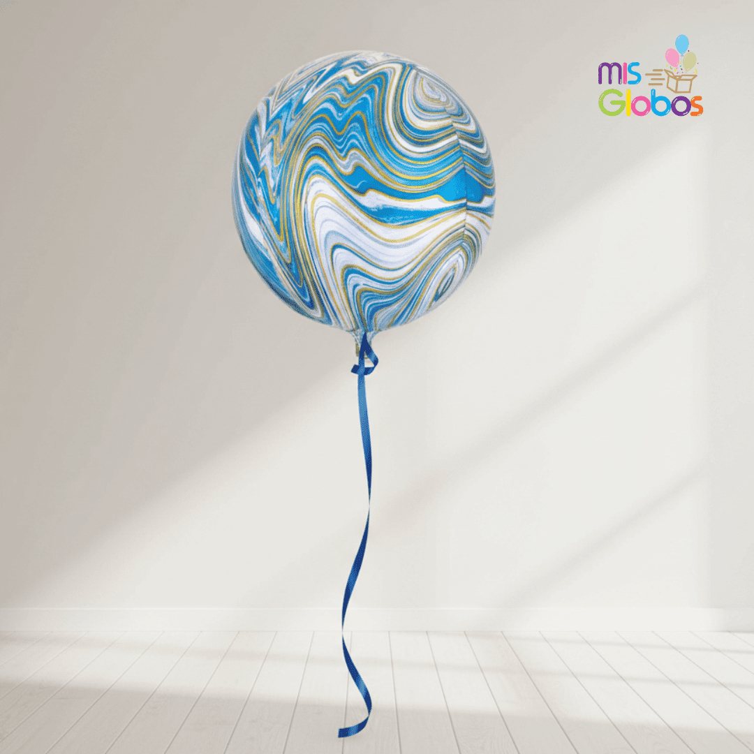 Globo Esfera Marmolado Azul 55 cm - Mis Globos