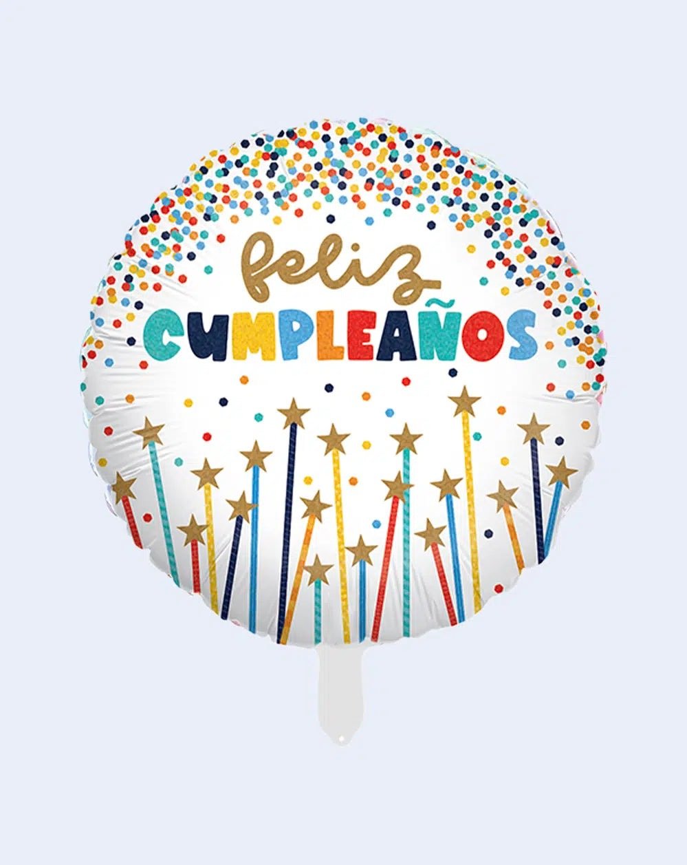 Globo Feliz Cumpleaños blanco estrellitas