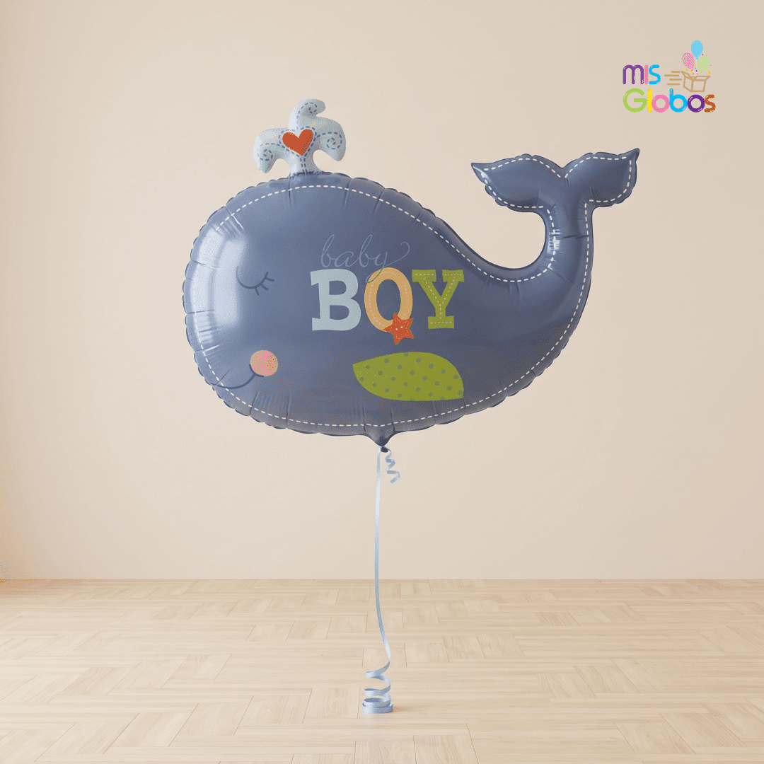 Globo Forma Ballena baby boy azul