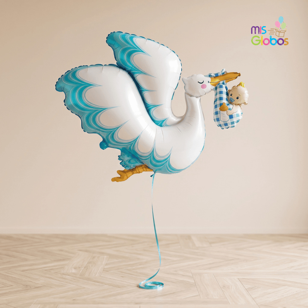 Globo Forma Cigüeña Bebé azul