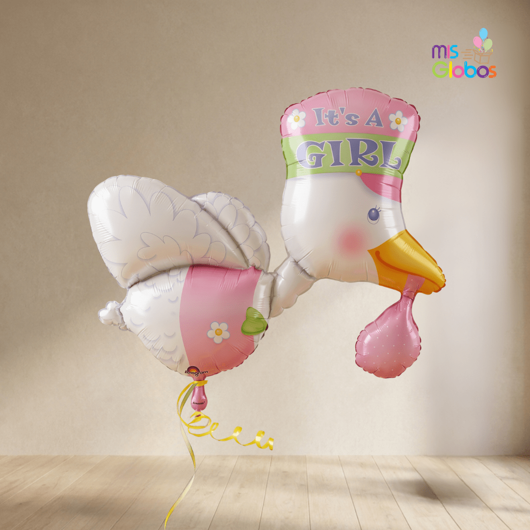 Globo Forma Cigüeña entrañable rosa