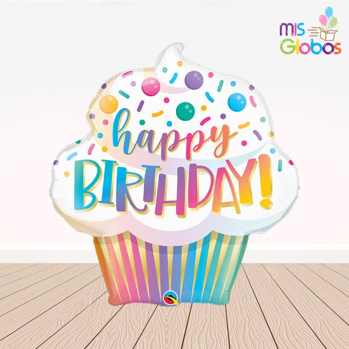 Globo forma Cupcake Happy Birthday - Mis Globos