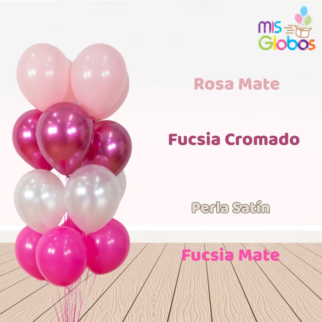 Globo Rosa mate hinchado con Helio por unidades.