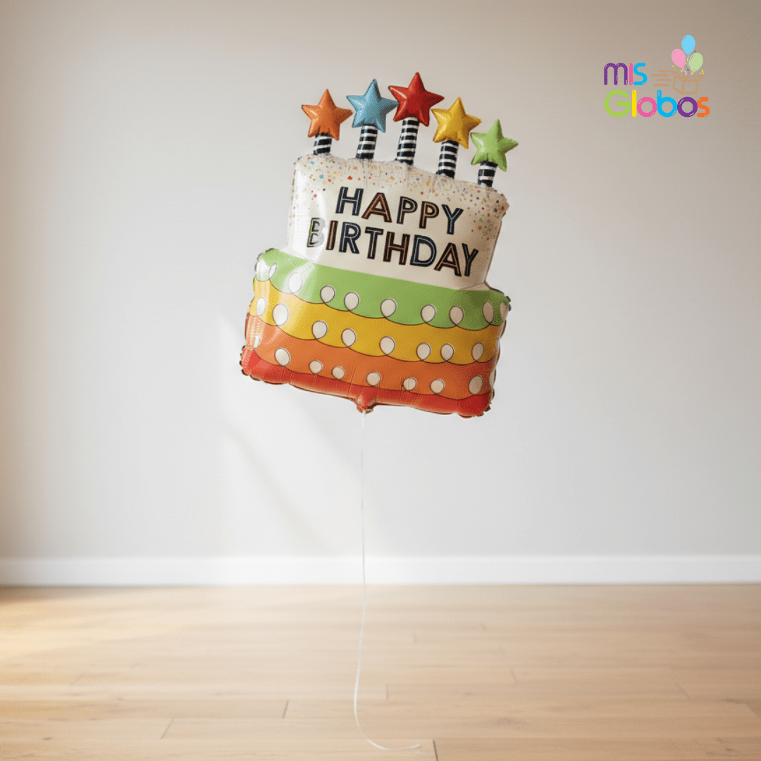 Globo Happy Birthday Tarta de Estrellas