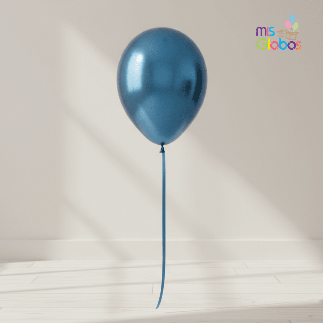 Globo Latex Azul Cromado hinchado con Helio por unidades.