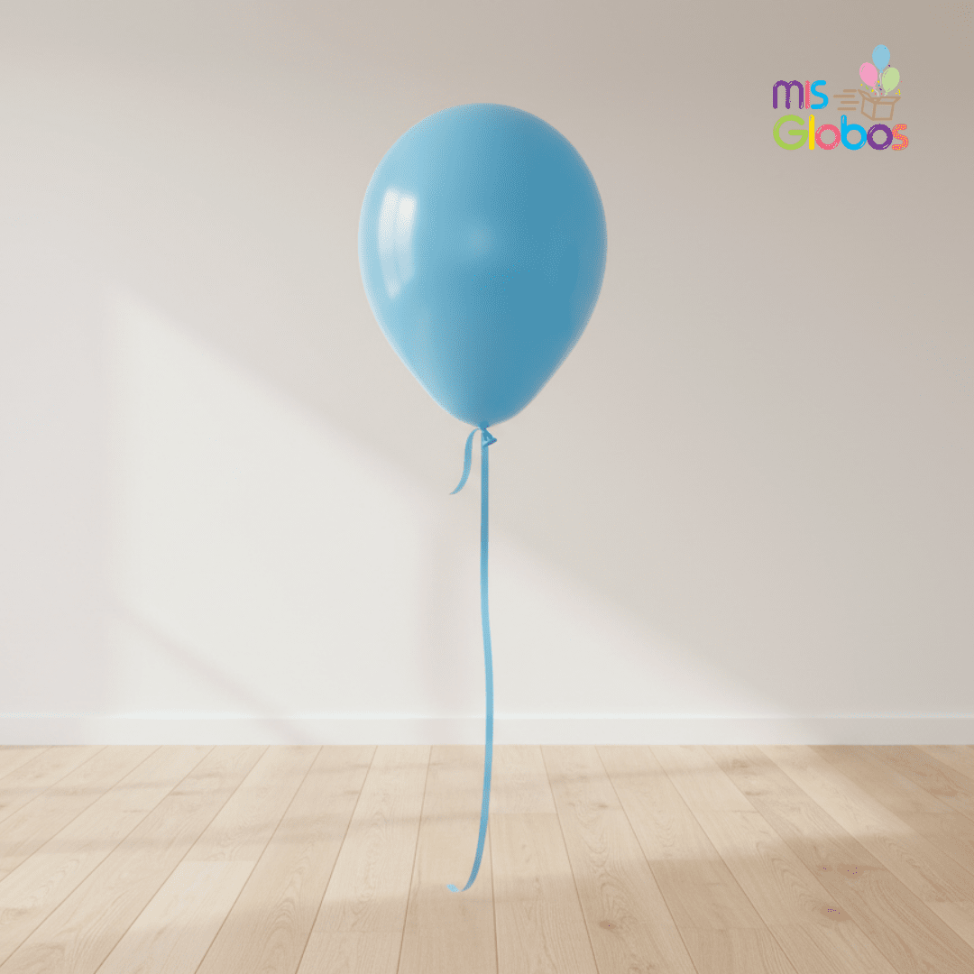 Globo Latex Azul mate hinchado con Helio por unidades.