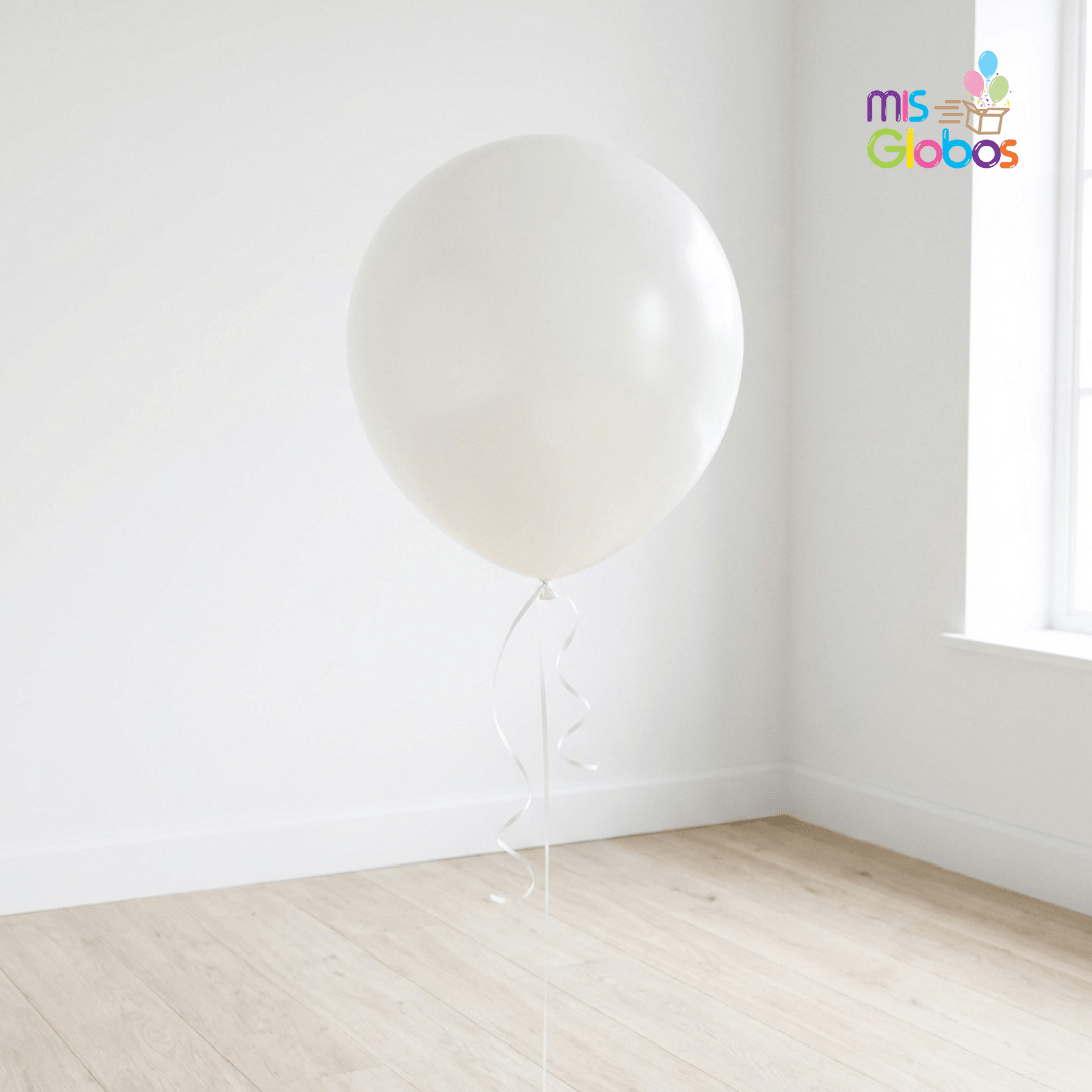 Globo Latex Blanco Metal hinchado con Helio por unidades. - Mis Globos