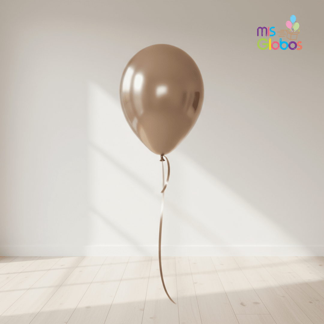 Globo Latex Champagne Cromado hinchado con Helio por unidades.