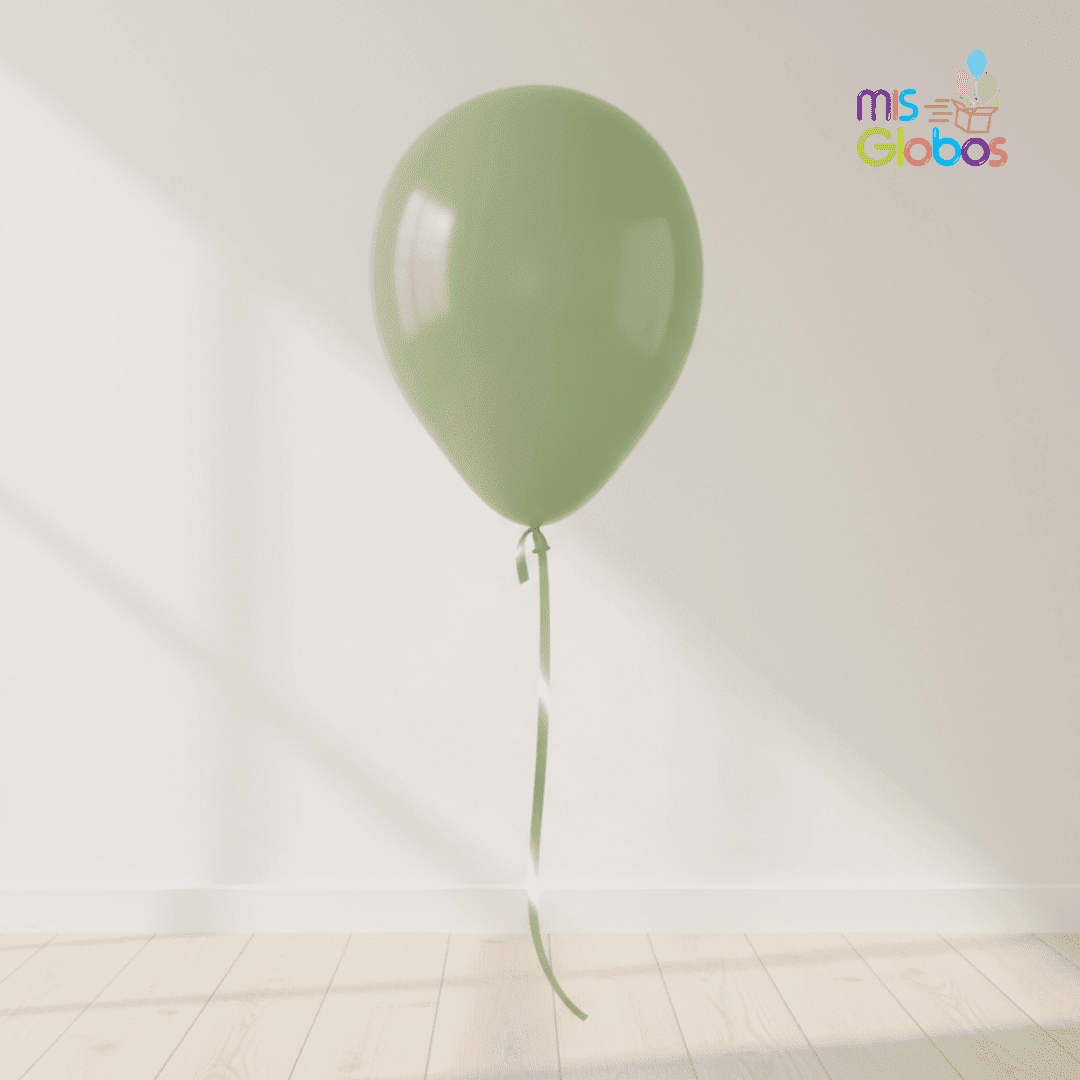 Globo Latex Eucalipto mate hinchado con Helio por unidades.