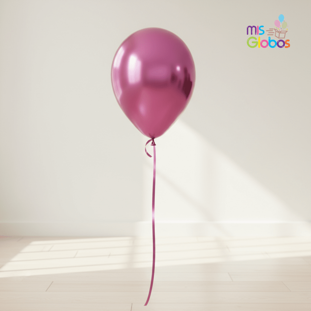 Globo Latex Fucsia Cromado hinchado con Helio por unidades.