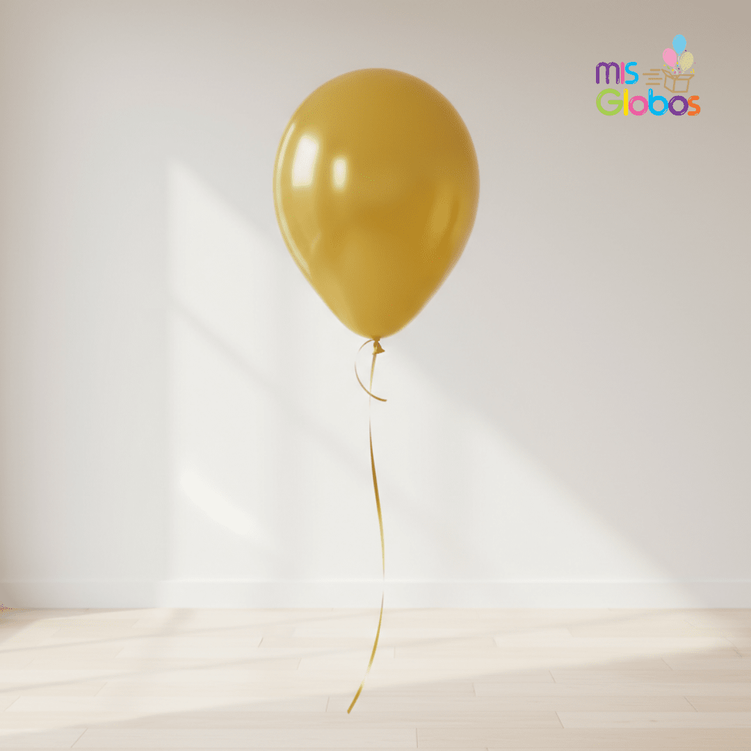 Globo Latex Mostaza mate hinchado con Helio por unidades.