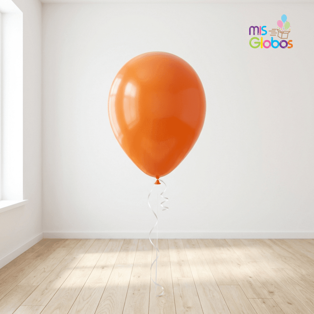 Globo Latex Naranja Cobrizo mate hinchado con Helio por unidades. - Mis Globos