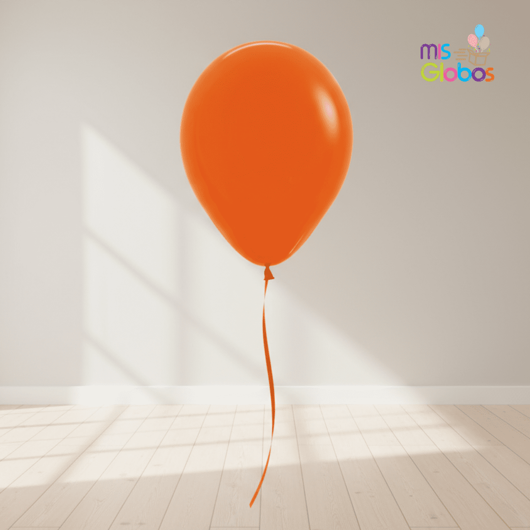 Globo Latex Naranja mate hinchado con Helio por unidades.
