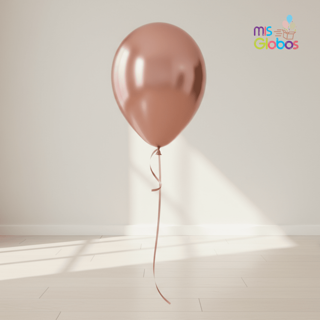Globo Latex Rosegold Cromado hinchado con Helio por unidades.