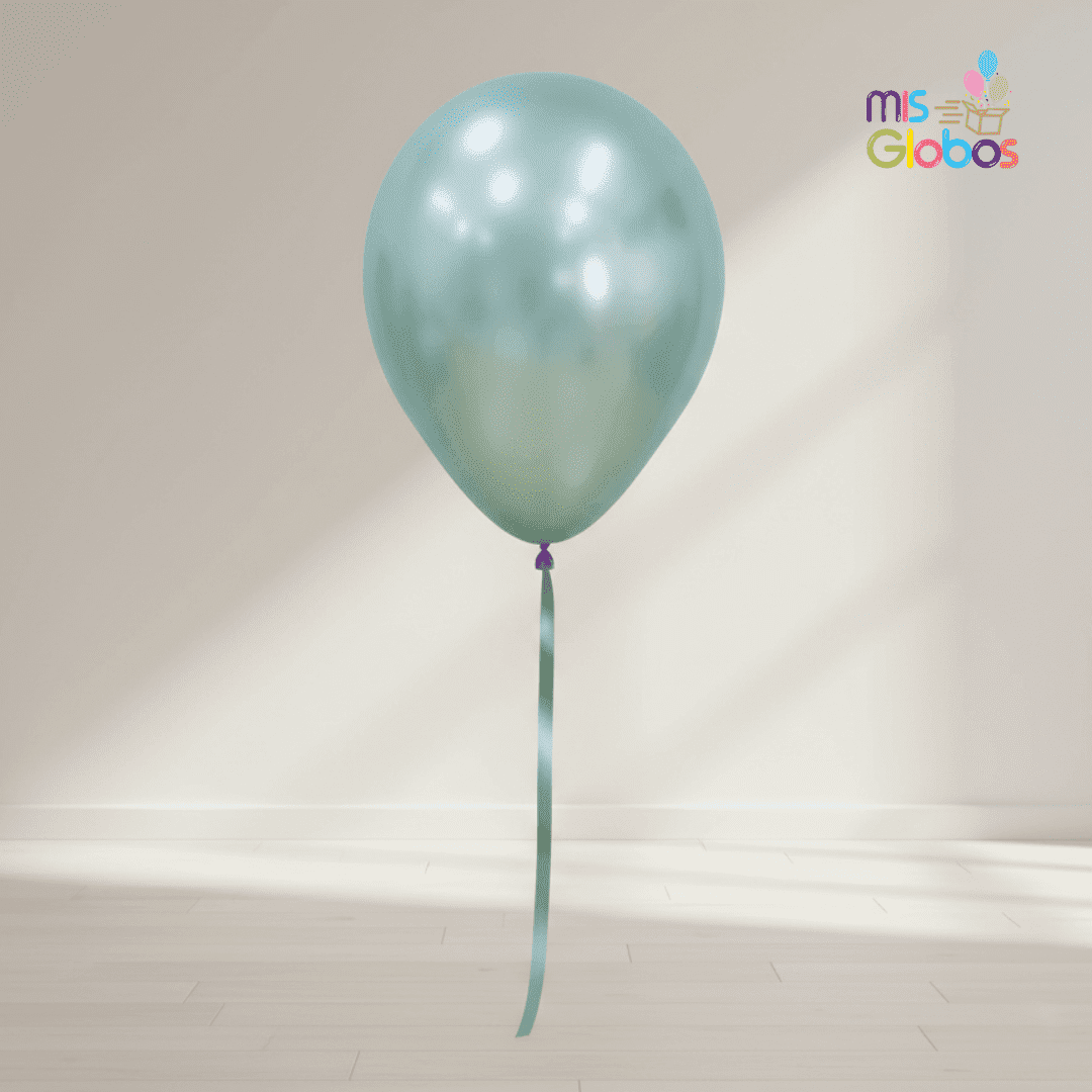 Globo Latex Verde Menta Silk hinchado con Helio por unidades.