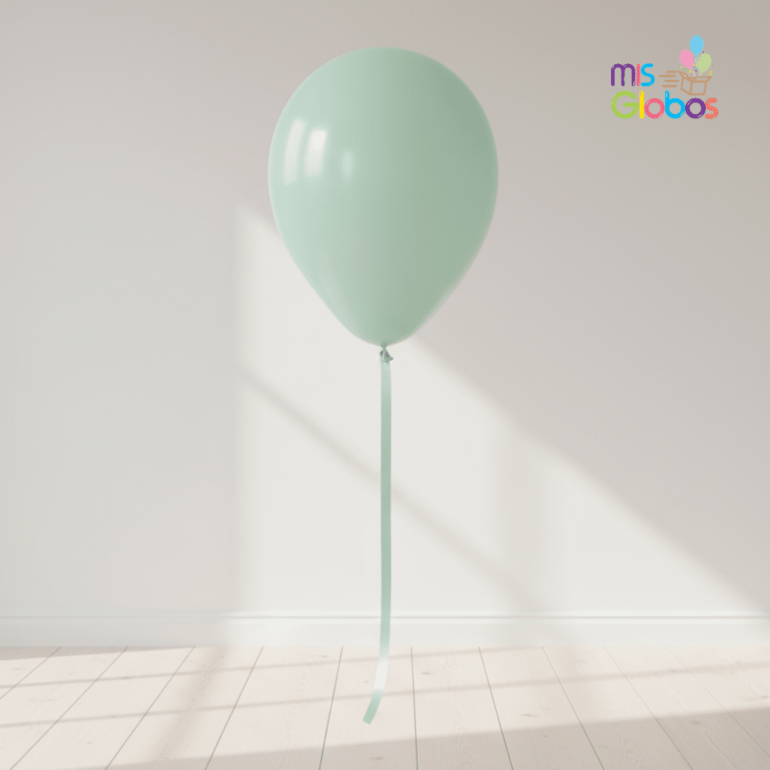 Globo Latex Verde Pastel hinchado con Helio por unidades.