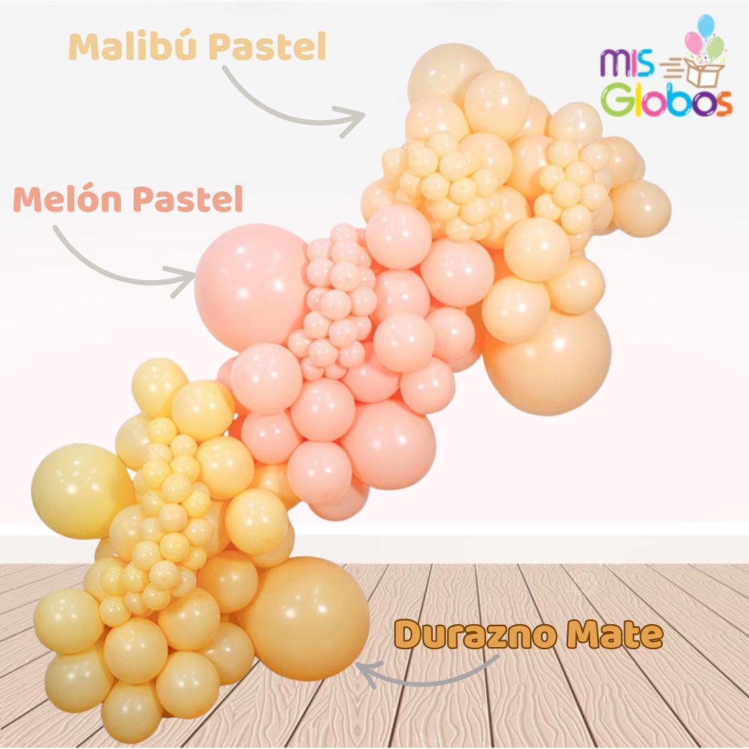 Globo Durazno carne mate hinchado con Helio por unidades.