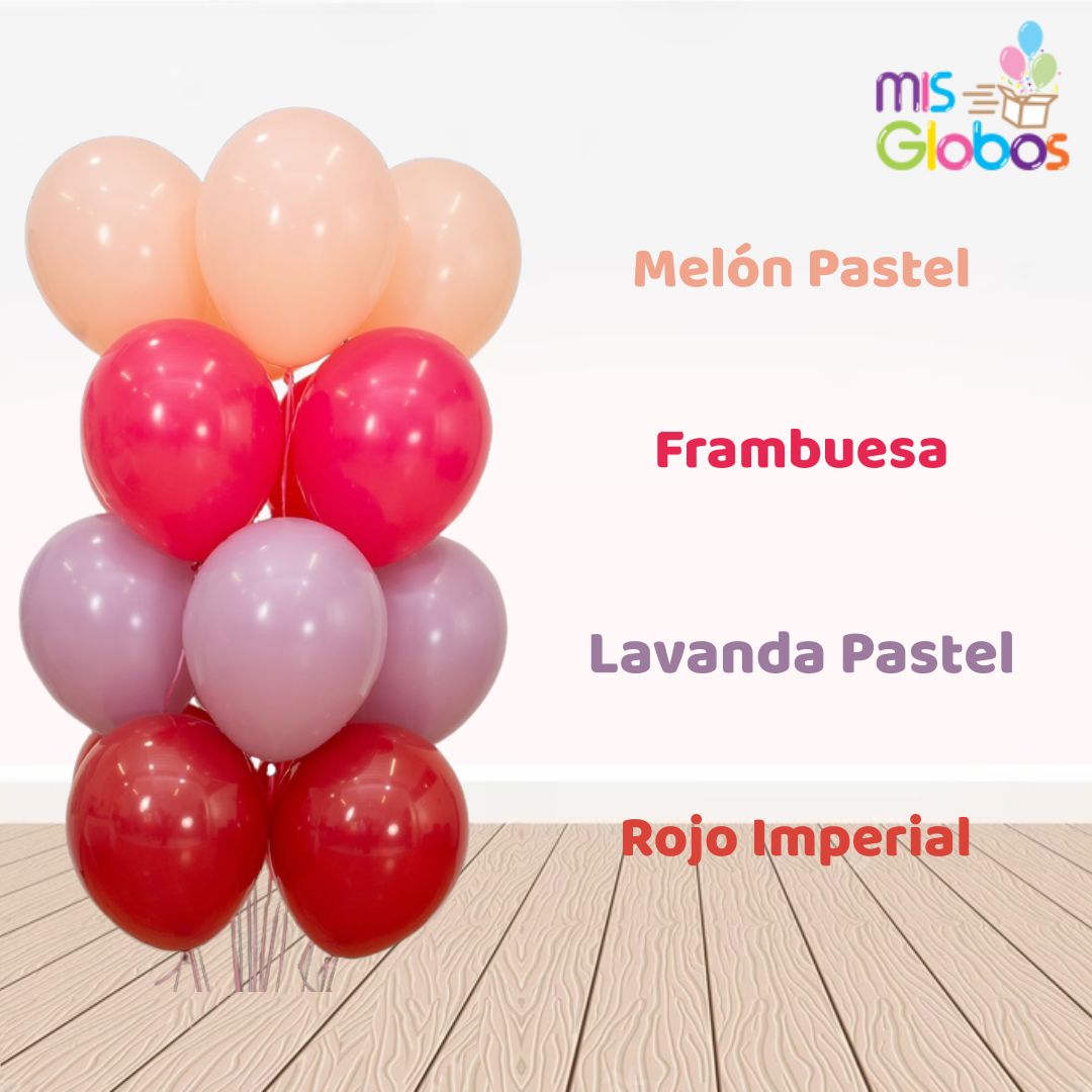 Globo Frambuesa mate hinchado con Helio por unidades.