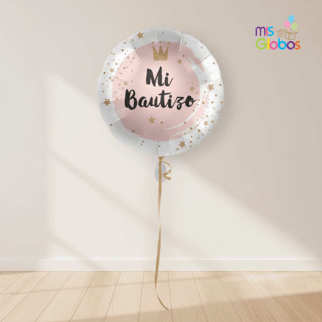 Globo Mylar Bautizo Rosa círculo