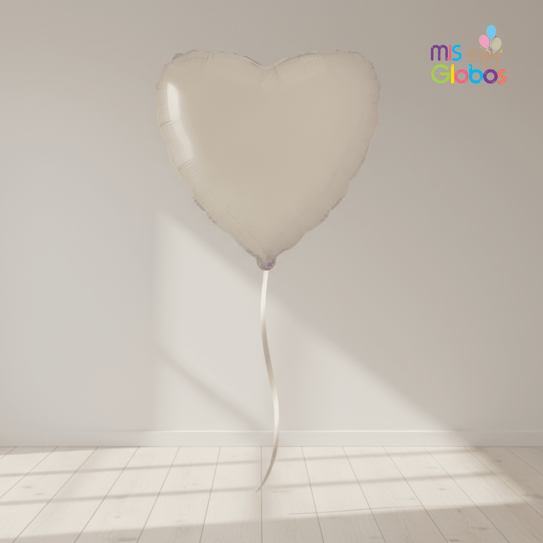 Globo Mylar Corazón Crema 45 Cm