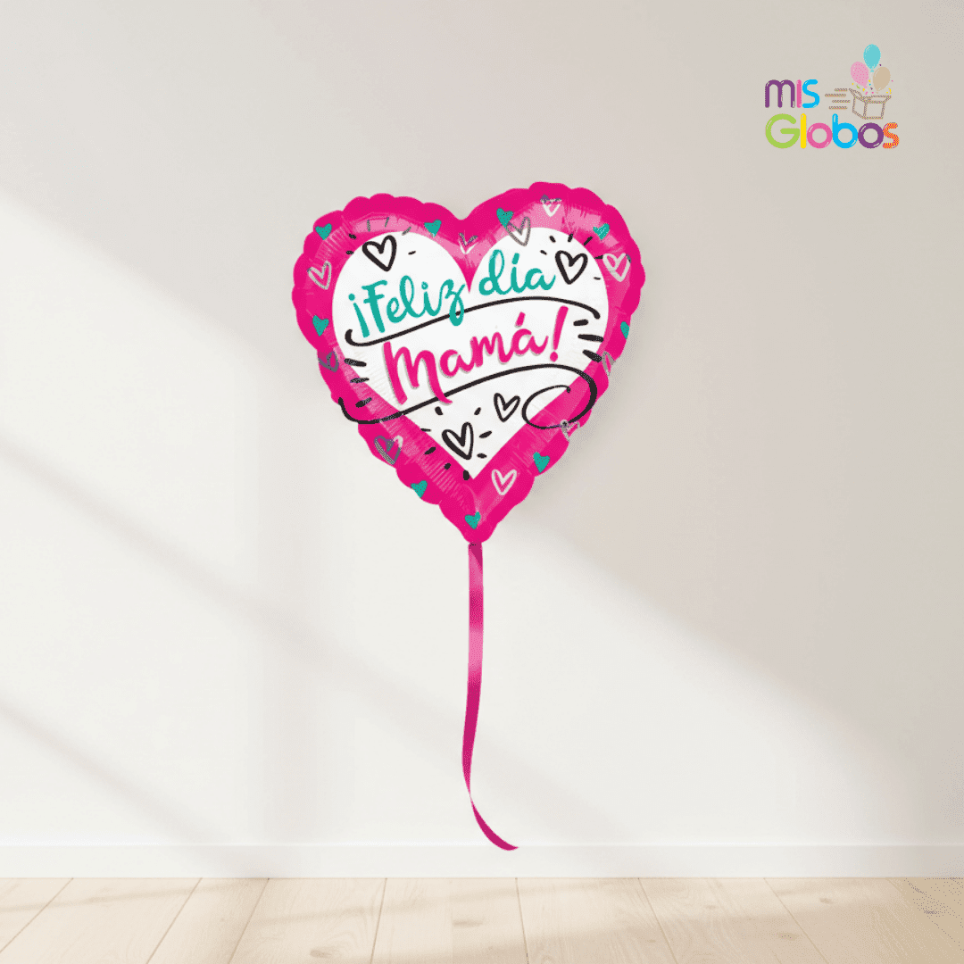 Globo Mylar Corazón Feliz día Mamá