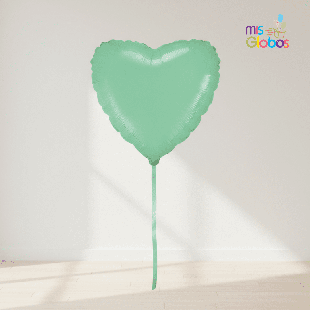 Globo Mylar Corazón Verde menta 45 Cm