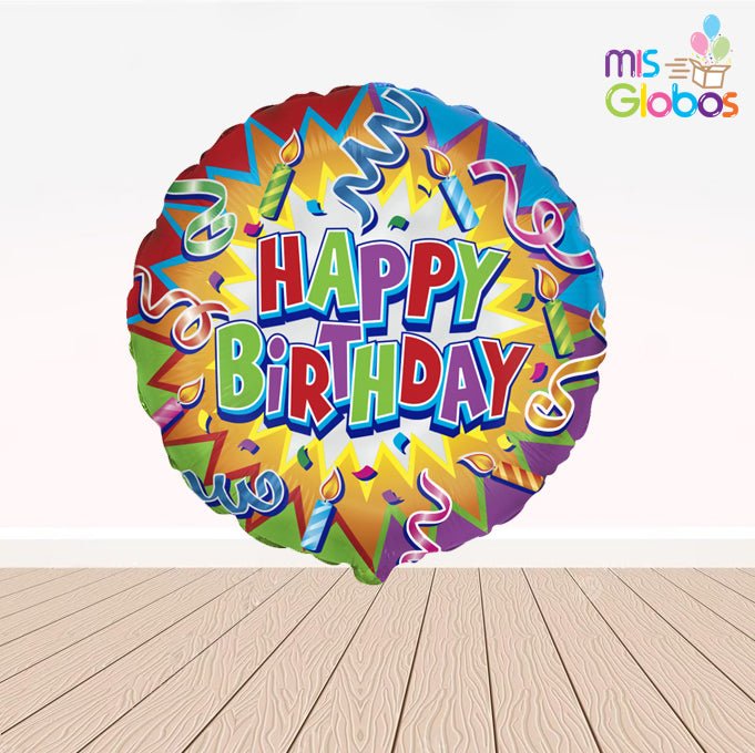 Globo mylar Happy Birthday Candles - Mis Globos