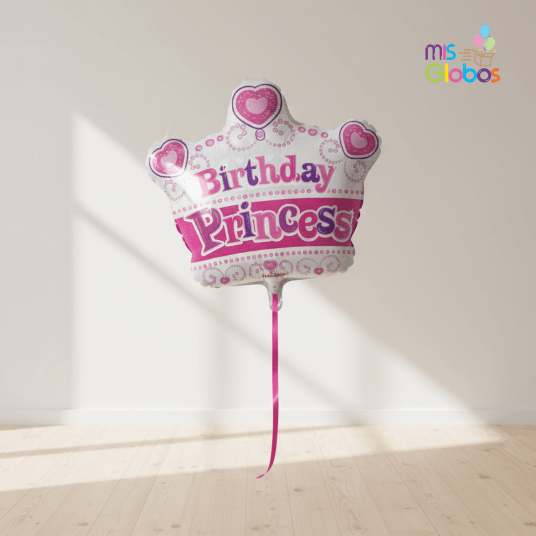 Globo mylar Happy Birthday corona Princess