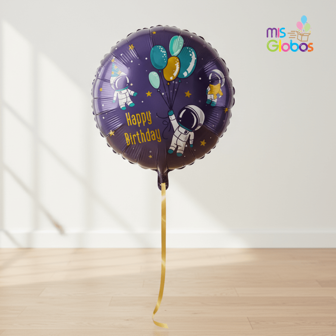 Globo mylar Happy Birthday espacio