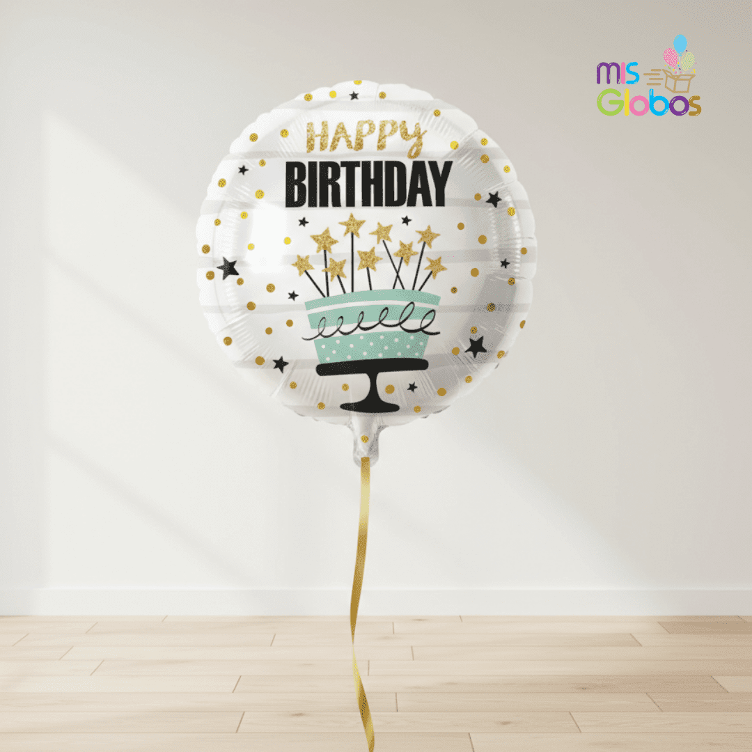 Globo mylar Happy Birthday Pastel velitas