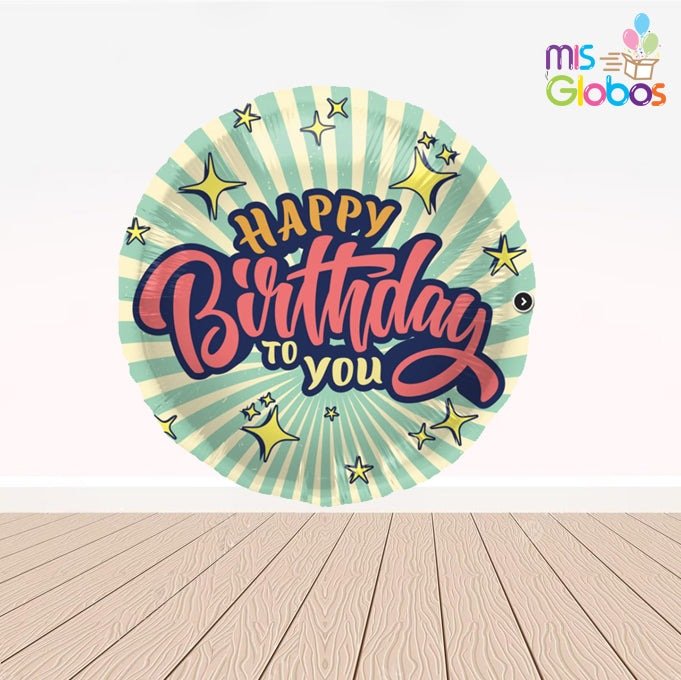 Globo mylar Happy Birthday Retro - Mis Globos