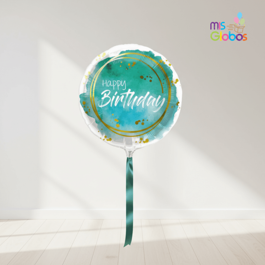 Globo mylar Happy Birthday turquesa