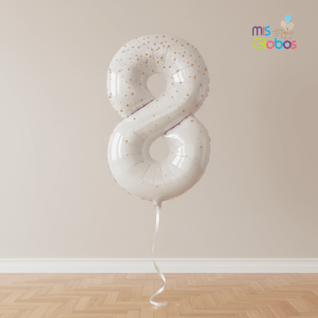 Globo Número Blanco Topos 86 Cm