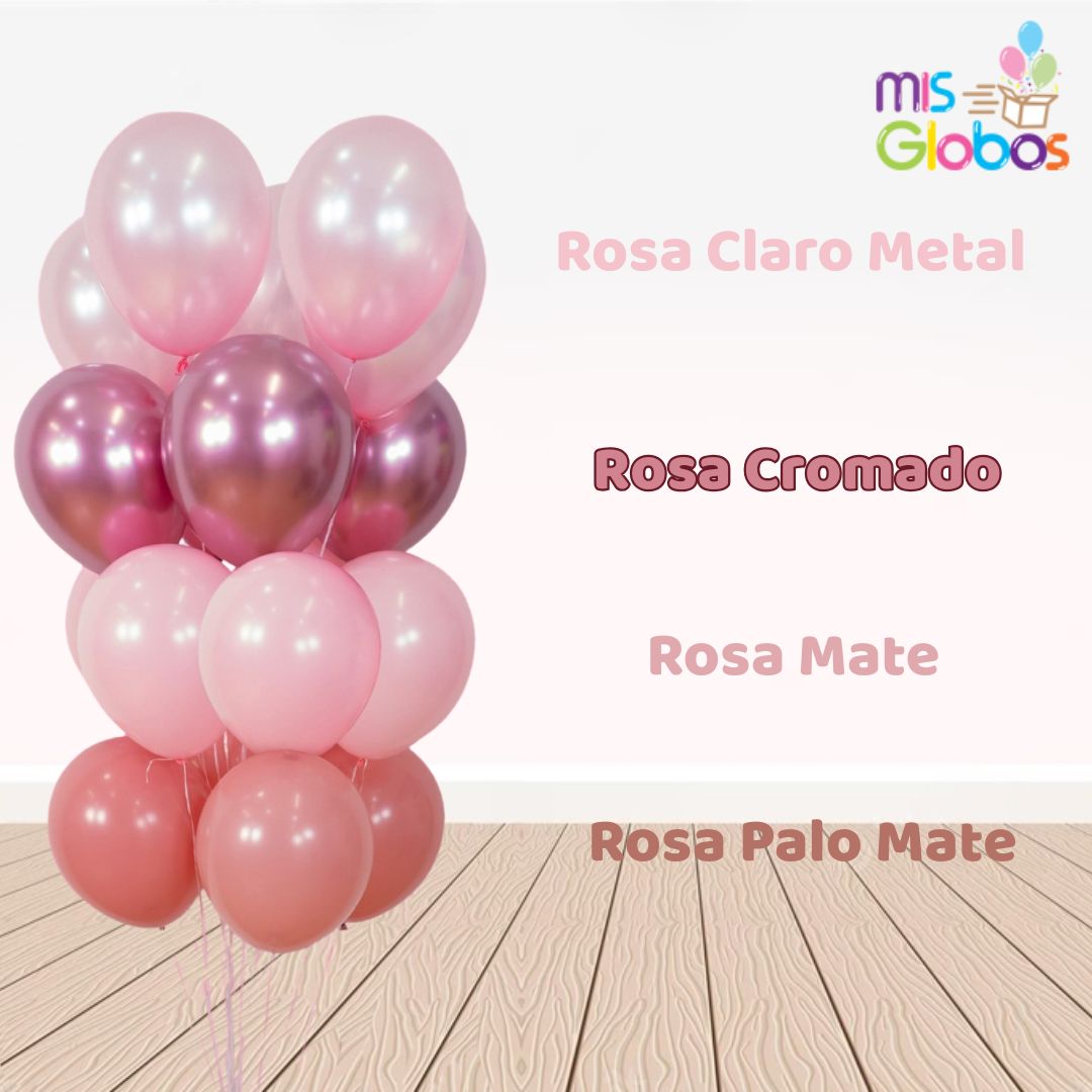 Globo Rosa mate hinchado con Helio por unidades.