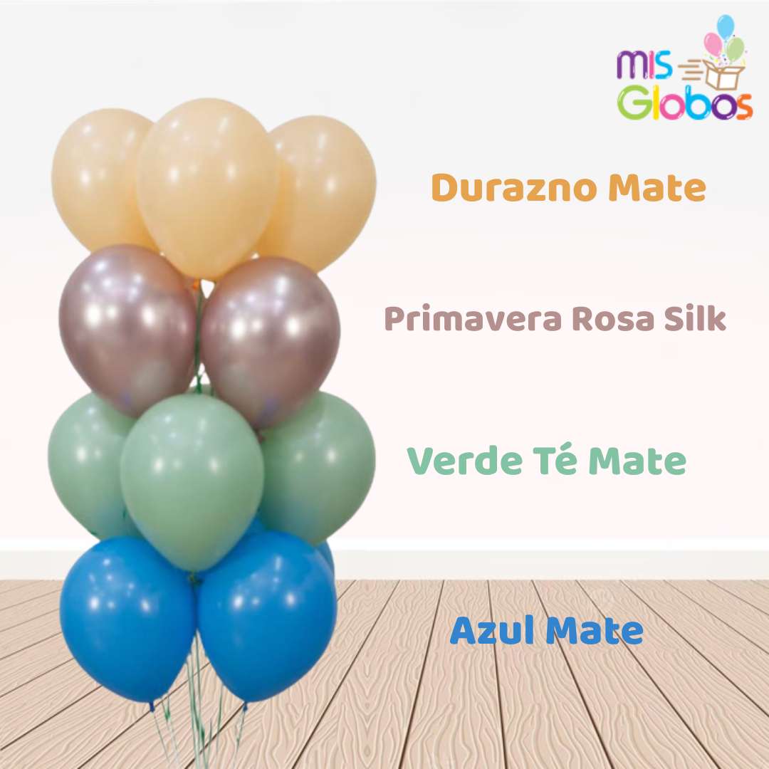 Globo Durazno carne mate hinchado con Helio por unidades.