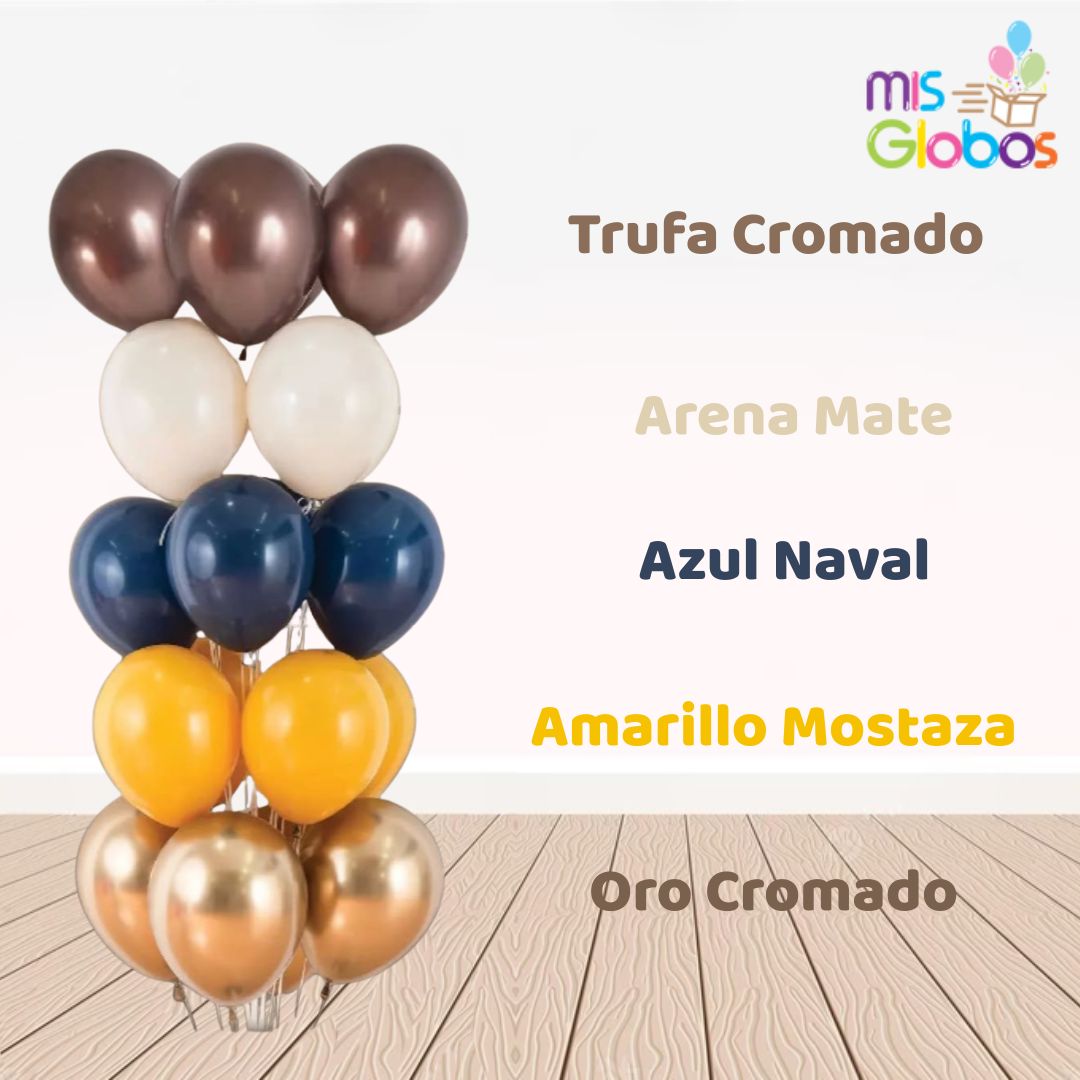 Globo Trufa Cromado hinchado con Helio por unidades.