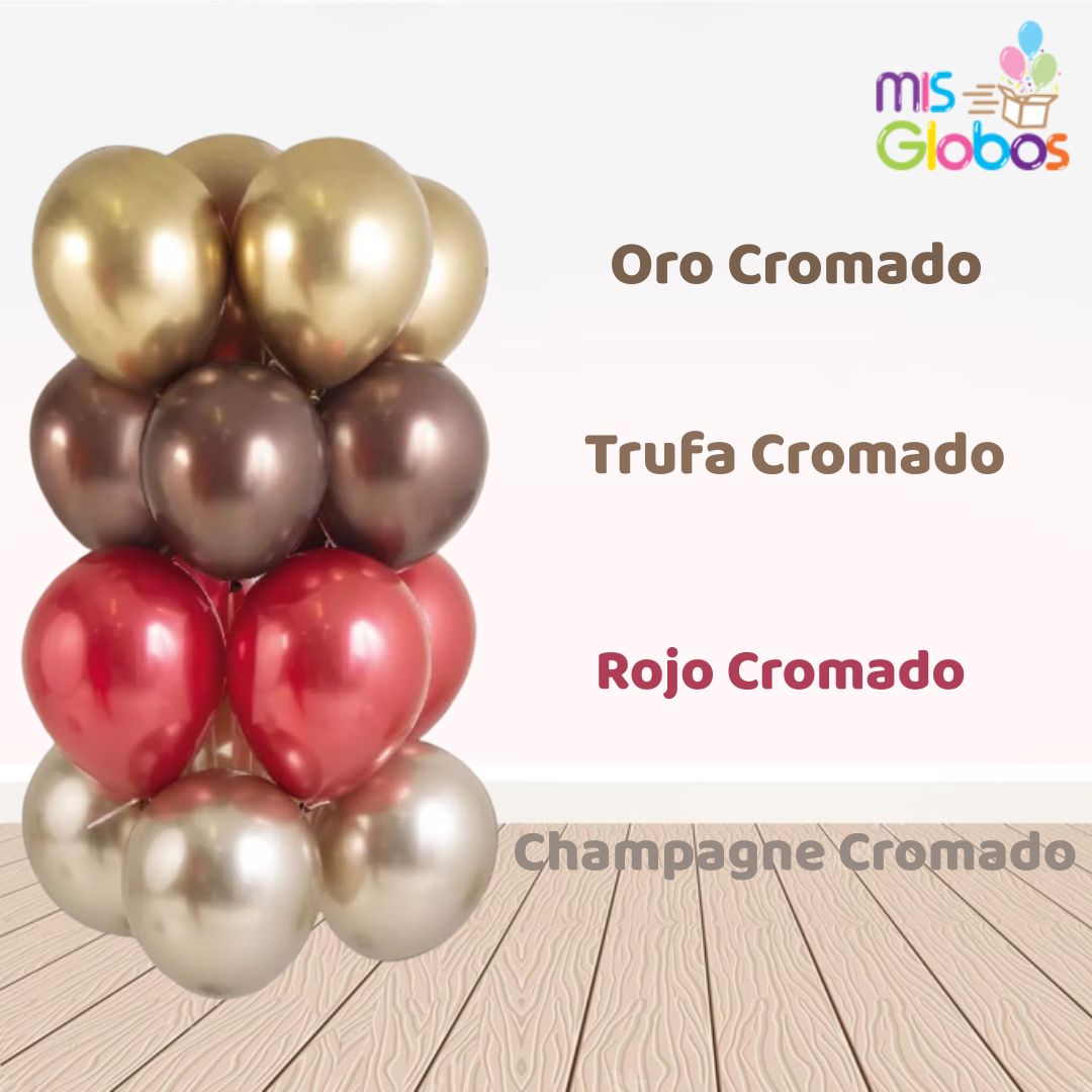 Globo Trufa Cromado hinchado con Helio por unidades.