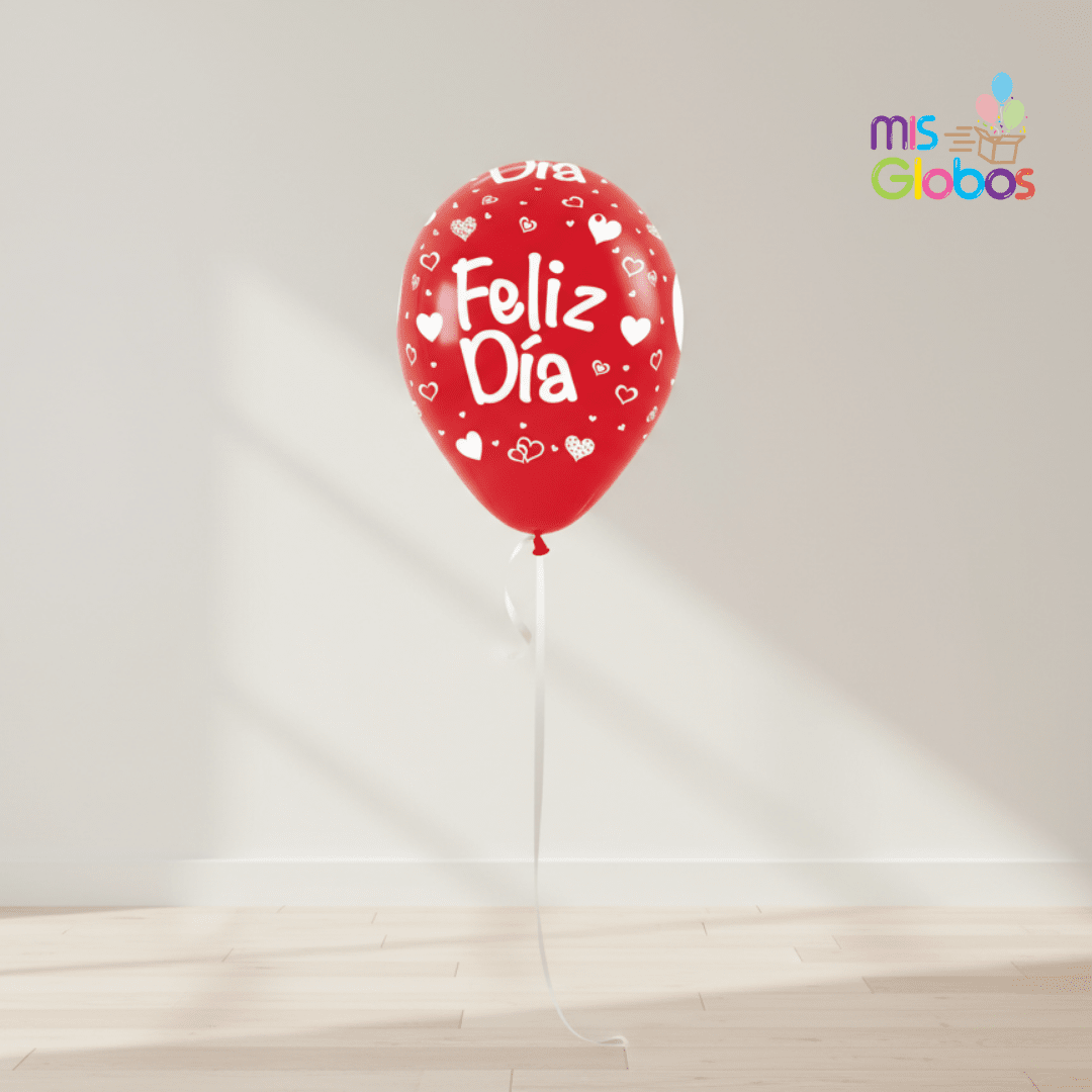 Globos látex rojo Feliz Día