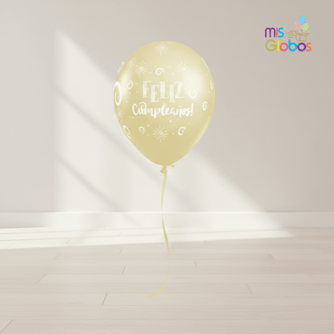 Globos látex Feliz Cumpleaños pastel