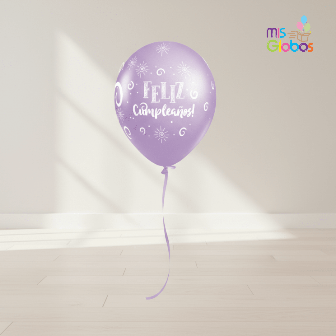 Globos látex Feliz Cumpleaños pastel