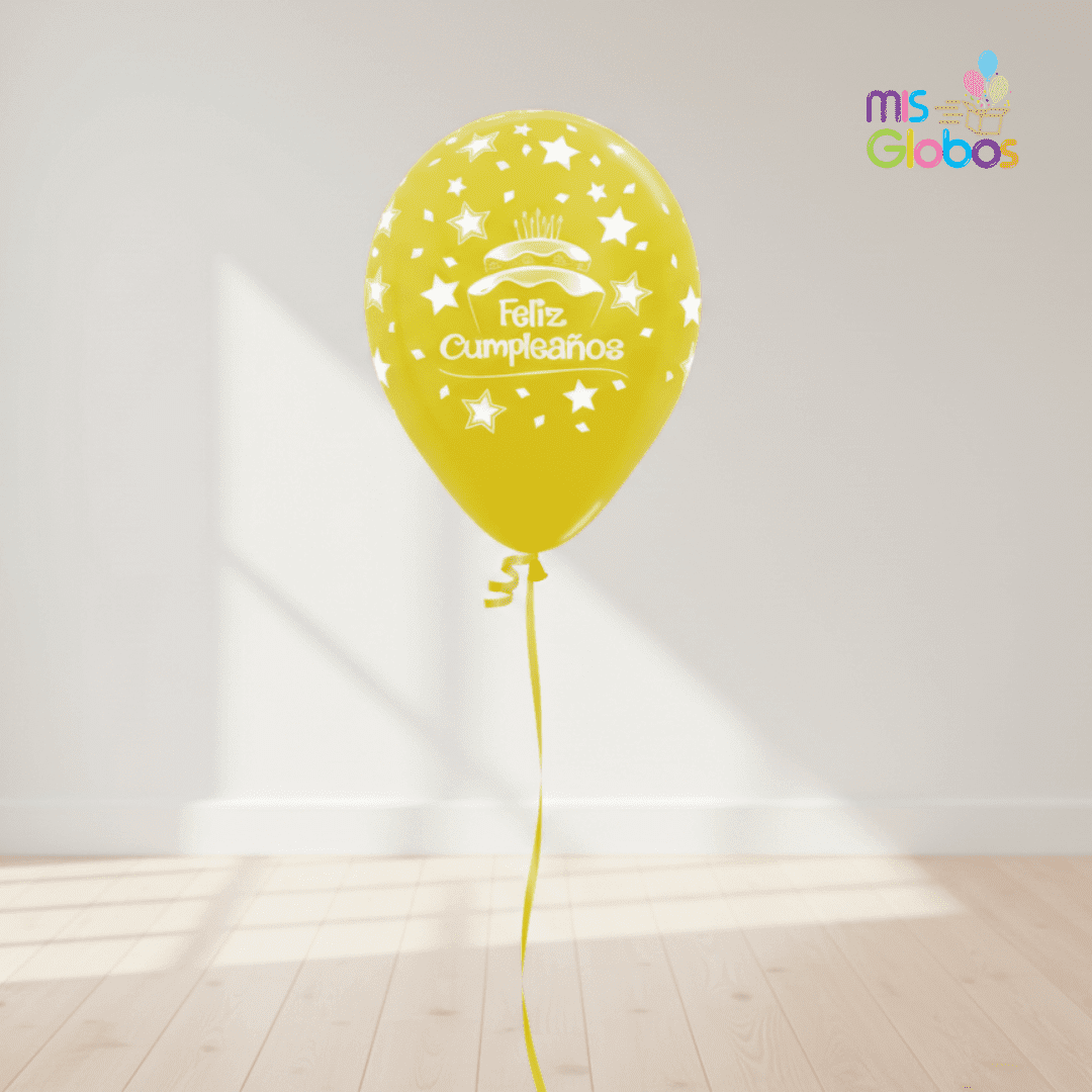 Globos látex Feliz Cumpleaños tartas