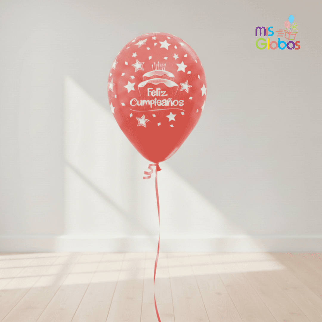 Globos látex Feliz Cumpleaños tartas